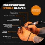 Heavy Duty Orange Nitrile Gloves - Large