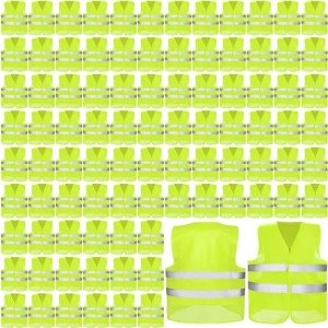 High Visibility Reflective Safety Vests - 100 Pack