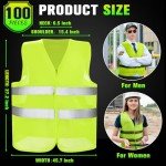 High Visibility Reflective Safety Vests - 100 Pack