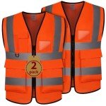 Reflective Safety Vest Set with Pockets - Orange