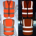 Reflective Safety Vest Set with Pockets - Orange