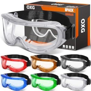 6 Pack Anti-Fog Safety Goggles for Eye Protection