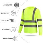 High Visibility Long Sleeve Safety T-Shirts, 6 Pack