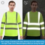 High Visibility Long Sleeve Safety T-Shirts, 6 Pack