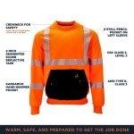 Hi Vis Fleece Crewneck Sweatshirt for Men - Orange