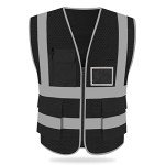 Reflective Safety Vest with Pockets and Zipper