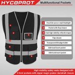 Reflective Safety Vest with Pockets and Zipper