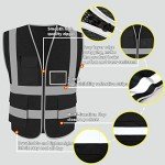 Reflective Safety Vest with Pockets and Zipper