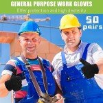 50 Pair Touchscreen Utility Work Gloves for Men