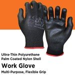 WOLF Polyurethane Palm Coated Work Gloves, Medium