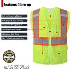 High Visibility Reflective Safety Vest with Pockets