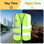 10-Pack Hi-Vis Reflective Safety Vests with Pockets