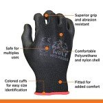 WOLF Polyurethane Palm Coated Work Gloves, Medium