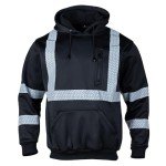 Men's Hi-Vis Reflective Hoodie Sweatshirt - Black 4XL