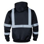 Men's Hi-Vis Reflective Hoodie Sweatshirt - Black 4XL