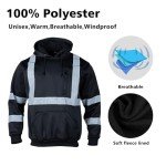 Men's Hi-Vis Reflective Hoodie Sweatshirt - Black 4XL