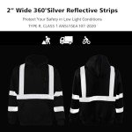 Men's Hi-Vis Reflective Hoodie Sweatshirt - Black 4XL