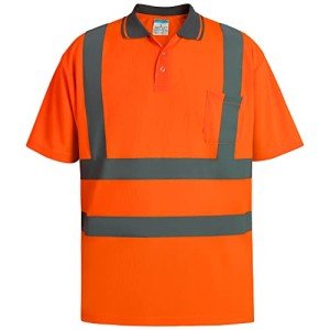 High Visibility Reflective Safety Polo Shirt, Orange
