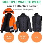 High Visibility Reflective 4-in-1 Safety Jacket
