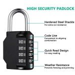 4-Digit Combination Padlock - Keyless, Black, 8.9 cm