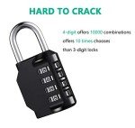 4-Digit Combination Padlock - Keyless, Black, 8.9 cm