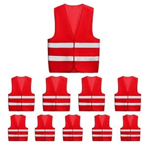 10-Pack Reflective Safety Vests for Outdoor Use