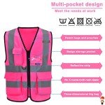 Pink Reflective Safety Vest for Women, Medium