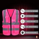 Pink Reflective Safety Vest for Women, Medium
