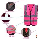 Pink Reflective Safety Vest for Women, Medium