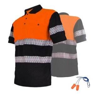 Men's Hi-Vis Reflective Safety Polo Shirt - Orange