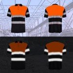 Men's Hi-Vis Reflective Safety Polo Shirt - Orange