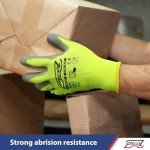 Hi-Vis Green PU Coated Work Gloves - 12 Pairs