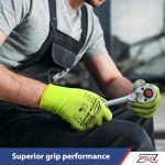 Hi-Vis Green PU Coated Work Gloves - 12 Pairs