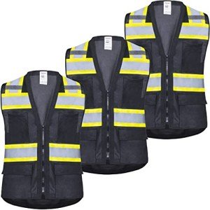 High Visibility Reflective Safety Vest - 3 Pack