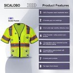 High Visibility Safety Vest with 10 Pockets