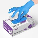 Large Disposable Blue Nitrile Safety Gloves, 100pcs