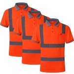 Hi-Vis Polo Shirts for Work - 3 Pack