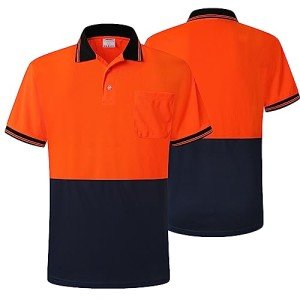 Men’s High-Visibility Orange Navy Safety Polo Shirt
