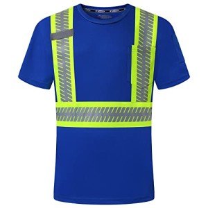 Hi-Vis Reflective Safety T-Shirt - Blue Short Sleeve