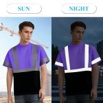 Hi Vis Reflective Short Sleeve Safety Shirt - Purple