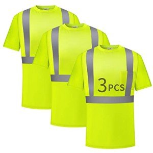 Hi-Vis Reflective Safety Shirts for Men - 3/5 Pack