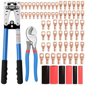 Battery Crimping Tool with Cable Cutter & Terminals