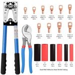 Battery Crimping Tool with Cable Cutter & Terminals