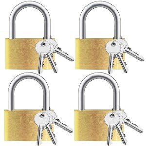 4-Piece Solid Brass Padlock Set with Keys