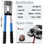 Battery Crimping Tool with Cable Cutter & Terminals