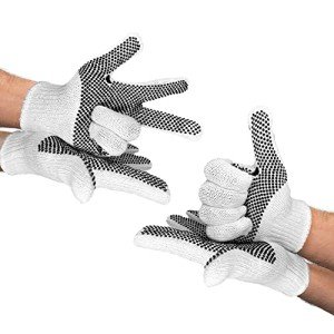 PVC Dotted Cotton Gloves - 12 Pairs, 10 Inch