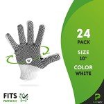 PVC Dotted Cotton Gloves - 12 Pairs, 10 Inch