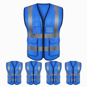 5-Pack High Visibility Safety Vests with Pockets