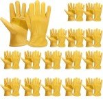 16 Pairs Cowhide Leather Gardening Gloves for Men