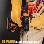16 Pairs Cowhide Leather Gardening Gloves for Men